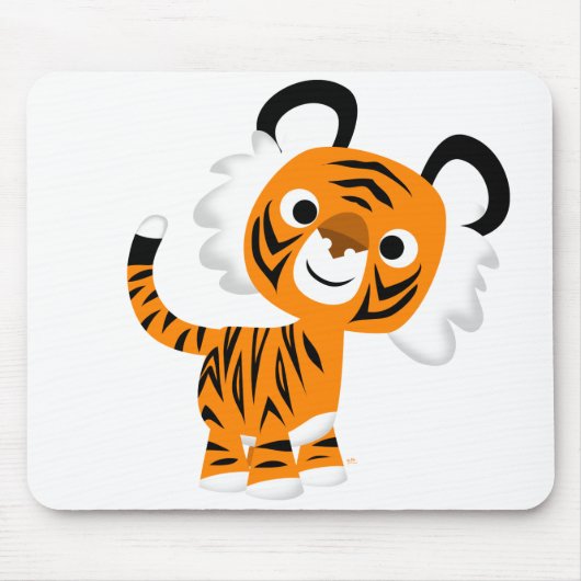 Niedlicher inquisitiver Cartoon Tiger Mousepad (Vorne)