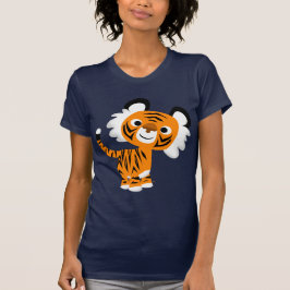 Niedlicher inquisitiver Cartoon Tiger Women T - Sh T-Shirt