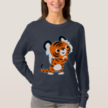 Niedlicher interessierter Cartoon Tiger Women T - 