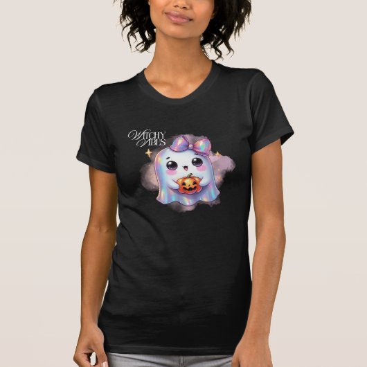 Niedlicher Iridescent Ghost Halloween T - Shirt (Vorderseite)