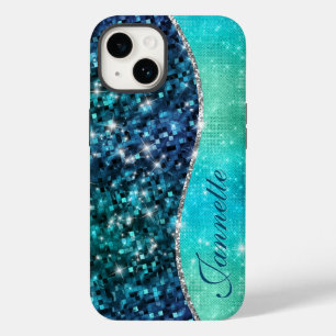 Niedlicher Iridescent Türkise Mermaid Imitate Glit Case-Mate iPhone 14 Hülle