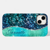 Niedlicher Iridescent Türkise Mermaid Imitate Glit Case-Mate iPhone Hülle (Rückseite (Horizontal))