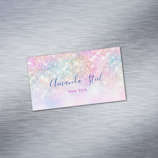 Niedlicher iridescent unicorn ombre Glitzer Magnetische Visitenkarte (Beispiel)