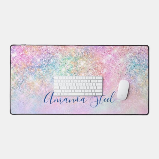 Niedlicher iridescent unicorn ombre Glitzer Schreibtischunterlage (Tastatur & Maus)