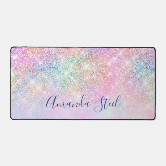 Niedlicher iridescent unicorn ombre Glitzer Schreibtischunterlage (Vorderseite)