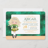 Niedlicher Irish Dance Blond Girl Soft Shoe Geburt Einladung (Vorderseite)