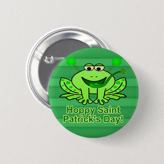 Niedlicher Irish Saint Patrick's Day Frog Button (Vorne & Hinten)