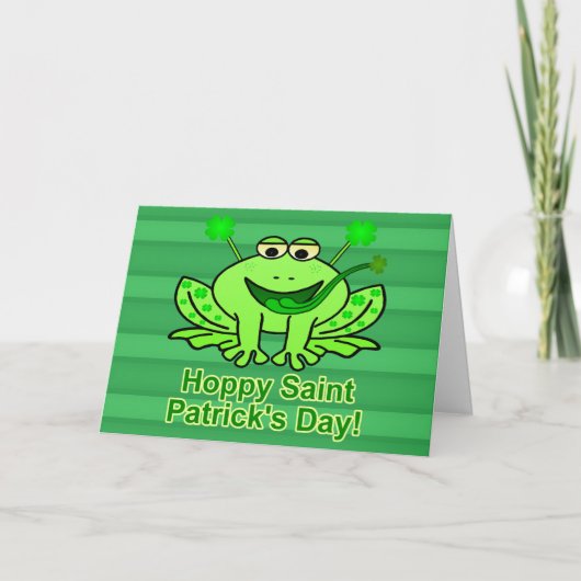 Niedlicher Irish Saint Patrick's Day Frog Karte (Vorderseite)
