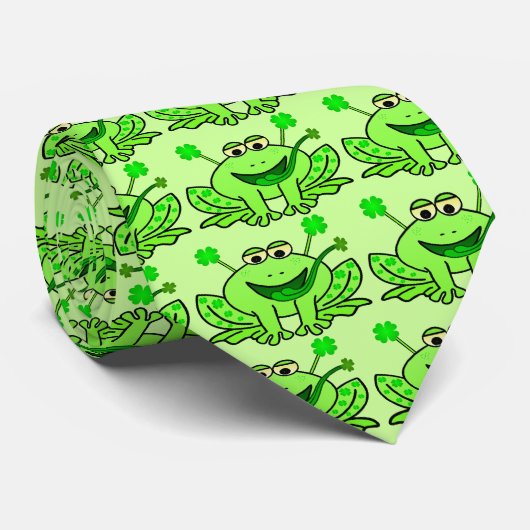 Niedlicher Irish Saint Patrick's Day Frog Krawatte (Gerollt)