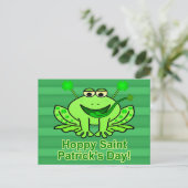 Niedlicher Irish Saint Patrick's Day Frog Postkarte (Stehend Vorderseite)