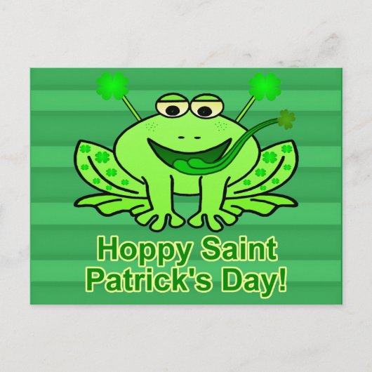 Niedlicher Irish Saint Patrick's Day Frog Postkarte (Vorderseite)