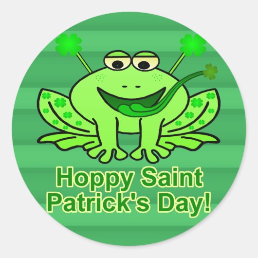 Niedlicher Irish Saint Patrick's Day Frog Runder Aufkleber (Vorderseite)