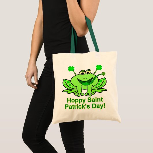 Niedlicher Irish Saint Patrick's Day Frog Tragetasche (Vorderseite (Produkt))