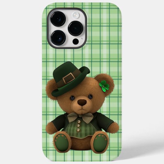 NIEDLICHER IRISH TEDDY BAR MIT GRÜNEM KARIERTEM PA Case-Mate iPhone HÜLLE (Rückseite)