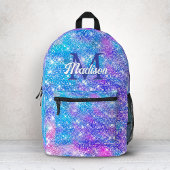 Niedlicher irisierender, unicorblau lila Glitzer Bedruckter Rucksack