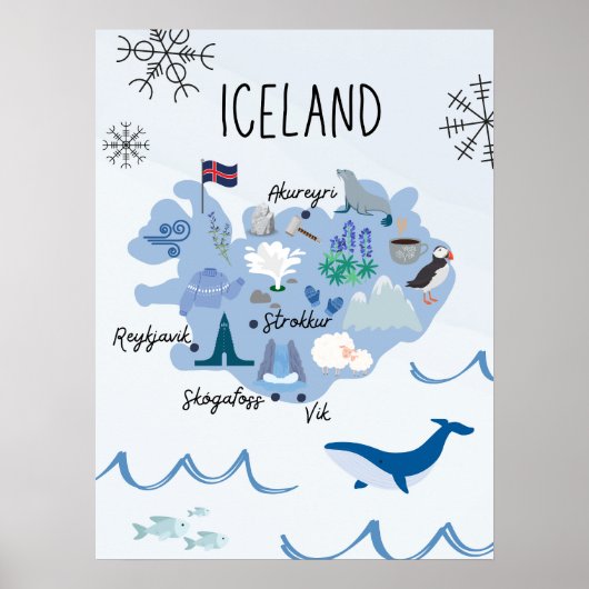 Niedlicher isländischer Reiseplan Poster (Vorne)