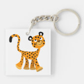 Niedlicher isolierter Cartoon Cheetah Acrylic Schl Schlüsselanhänger (Rückseite)