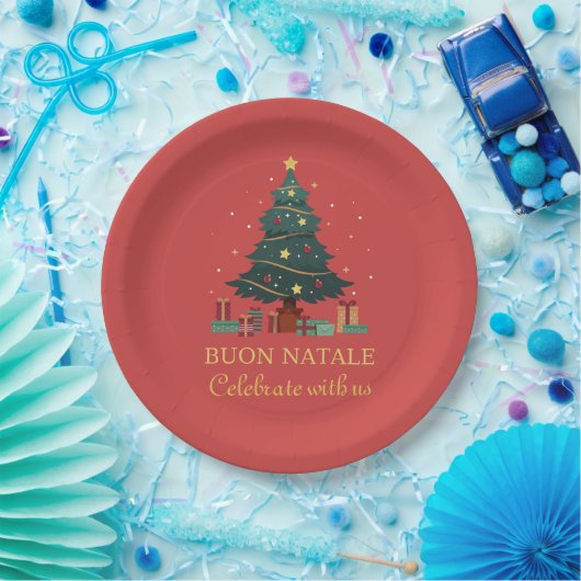 Niedlicher italienischer Buon Natale Custom Tree Pappteller (Party)