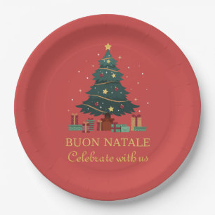 Niedlicher italienischer Buon Natale Custom Tree Pappteller