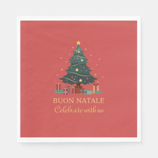 Niedlicher italienischer Buon Natale Custom Tree Serviette (Vorderseite)