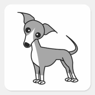 Niedlicher italienischer Windhund - Grau Quadratischer Aufkleber