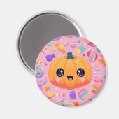 Niedlicher Jack-o-Lantern mit Candy - Magnet (Vorderseite/Rückseite)