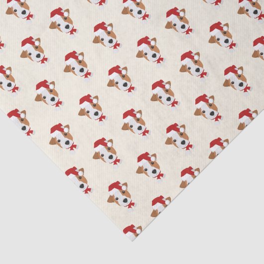 Niedlicher Jack Russell mit einer Weihnachtsmannmü Seidenpapier (Ausschnitt)