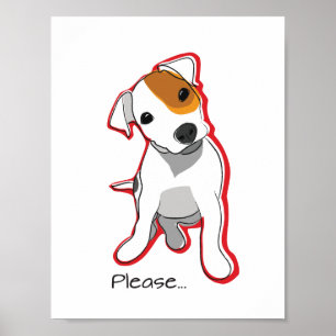 Niedlicher Jack Russell Puppy Poster mit Red Accen