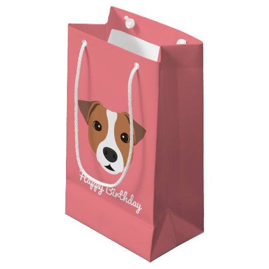 Niedlicher Jack Russell Small Geschenktasche Kleine Geschenktüte (Vorderseite Schrägansicht)