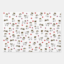 Niedlicher Jack Russell Terrier Cartoon Gift Wrap Geschenkpapier Set