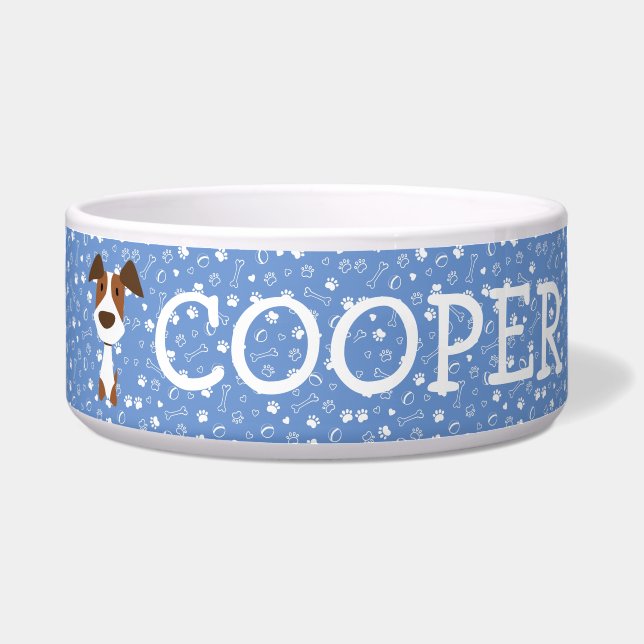 Niedlicher Jack Russell Terrier Dog Anpassbarer Na Napf (Vorderseite)