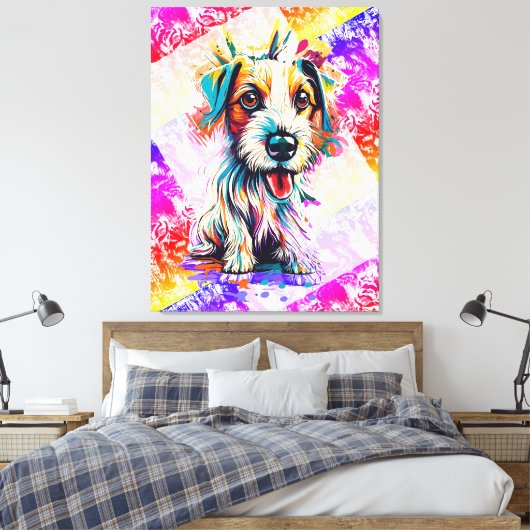 Niedlicher Jack Russell Terrier - Farbenfrohe Terr Leinwanddruck (Insitu (Schlafzimmer))
