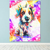 Niedlicher Jack Russell Terrier - Farbenfrohe Terr Leinwanddruck (Insitu (Holzboden))