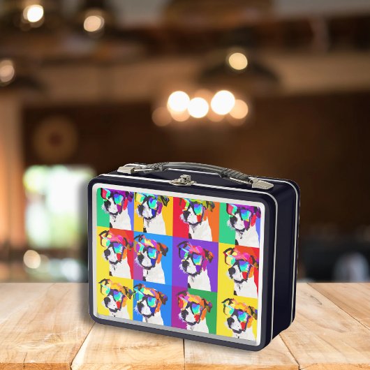 Niedlicher Jack Russell Terrier im Stil Pop Art Metall Brotdose