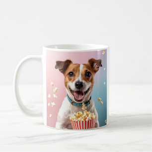 Niedlicher Jack Russell Terrier mit Popcorn Kaffeetasse