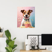 Niedlicher Jack Russell Terrier mit Popcorn Poster (Heimbüro)