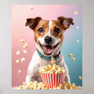 Niedlicher Jack Russell Terrier mit Popcorn Poster