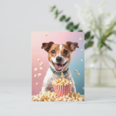 Niedlicher Jack Russell Terrier mit Popcorn Postkarte (Stehend Vorderseite)