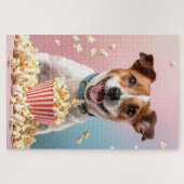 Niedlicher Jack Russell Terrier mit Popcorn Puzzle (Horizontal)