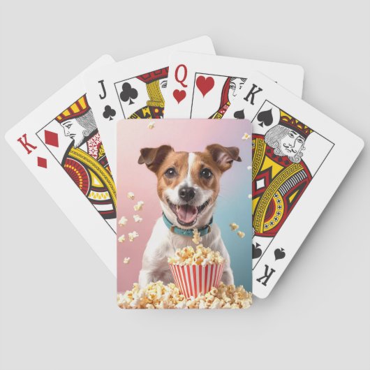 Niedlicher Jack Russell Terrier mit Popcorn Spielkarten (Rückseite)