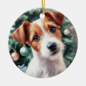 Niedlicher Jack Russell Terrier Watercolor Weihnac Keramik Ornament (Vorne)