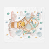 Niedlicher Jaguarcube in einem Heißluftballon Fleecedecke (Vorderseite (Horizontal))