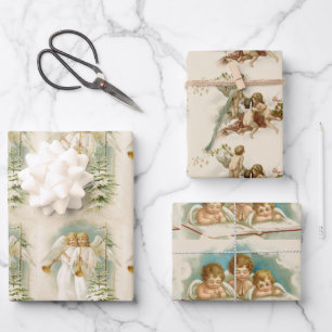 Niedlicher Jahrgang Weihnachten Viktorianische Eng Geschenkpapier Set