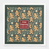 Niedlicher Jahrgang Weihnachtskuchen Mann tief grü Serviette (Vorderseite)