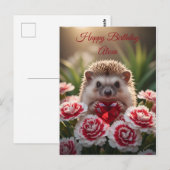 Niedlicher Januar-Igel mit Granatherz Postkarte (Vorne/Hinten)