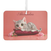 Niedlicher Januar Katze mit Nelken Autolufterfrischer (Rückseite)