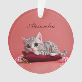 Niedlicher Januar Katze mit Nelken Ornament
