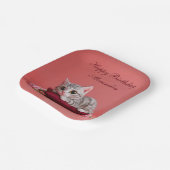 Niedlicher Januar Katze mit Nelken Pappteller (Gewinkelt)