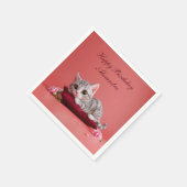 Niedlicher Januar Katze mit Nelken Serviette (Ecke)