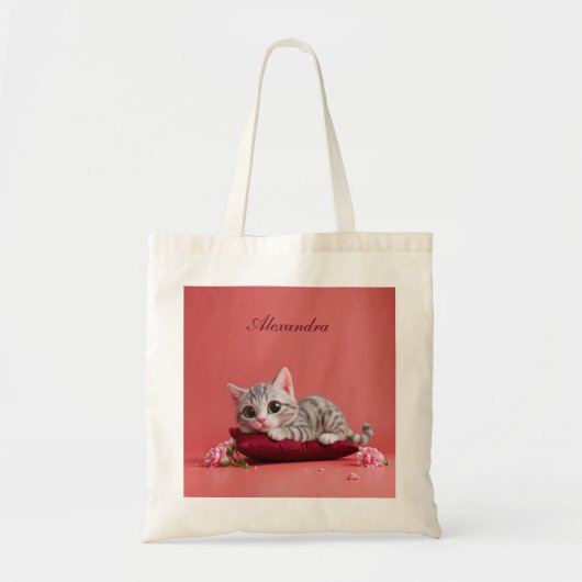 Niedlicher Januar Katze mit Nelken Tragetasche (Vorne)